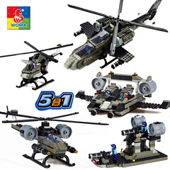 军事武装直升机航模飞机模型塑料拼装插积木益智男孩儿童玩具