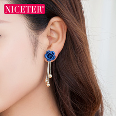 S925银玫瑰金珍珠耳环长款女韩国气质耳饰耳坠防过敏复古流苏饰品