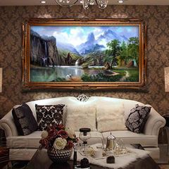 欧式古典山水风景装饰纯手绘油画客厅办公室酒店高山聚宝盆FJ1096