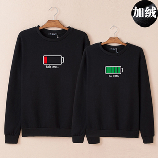 千绒会旗舰店千绒会2015秋冬装情侣加绒情侣卫衣韩版ulzzang电池男女衣服外套