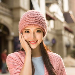 帽子女士秋天冬天时装帽套头兔毛贝雷帽韩版保暖护耳针织毛线帽子