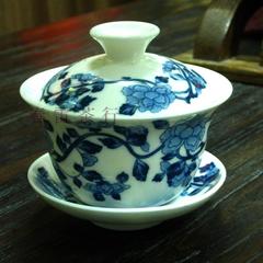 青花瓷 盖碗 功夫茶具 铁观音茶杯 泡功夫茶必备之一 春雷茶行