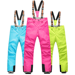 gsou snow滑雪裤女士 单板双板防水加棉背带可拆卸纯色保暖滑雪裤