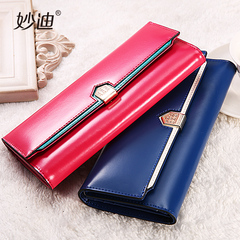 Miao di 30 percent Korean ladies wallet large zip around wallet color wallet cards vertical women's clutch bag leather hand bag