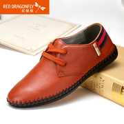 Red Dragonfly genuine leather men's shoe 2015 summer styles leisure wear comfortable breathable leather men's shoes