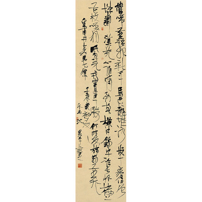 沈乐平 书法 《皇甫冉春思诗行草轴》