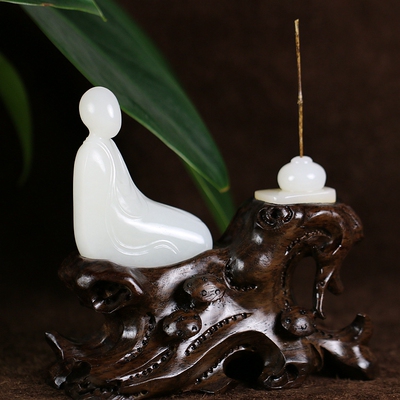 玉雕名家冯东志作品新疆和田玉白玉悟道摆件重133.928克