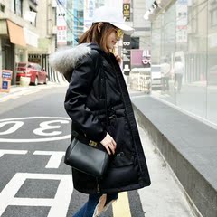 2016冬季新款时光之眼韩版修身大码加厚大毛领中长款羽绒服女外套