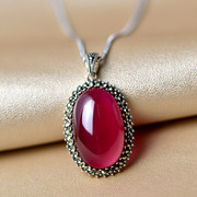 Thai Korean ladies 925 Silver necklace jewelry pendants Ruby girl pendant Europe and retro boom