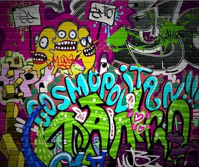 璇美人大型壁画个性涂鸦3d字母街舞健身房餐厅5d无纺布墙纸5d壁纸