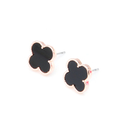 Ya na Korea Korean 18K lucky four-leaf clover earrings women''s black rose gold earrings ear jewelry fashion