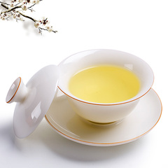 泥印 德化玉瓷功夫茶具陶瓷泡茶杯手绘描金边大号白瓷盖碗D57-04