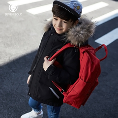 童装男童羽绒服新款2016韩版中大儿童羽绒外套中长款毛领连帽大衣