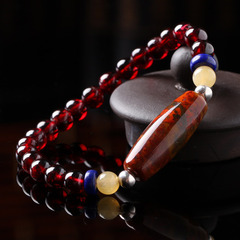 Bao Crystal Rafi fire wine red garnet bracelet ladies warring States once Onyx bead bracelets jewelry