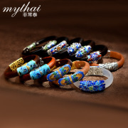 Very Thai manual enamel cloisonne bracelet women jewelry black sandalwood, rosewood and jade peony flowers open bracelet