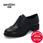 2015 West autumn new style yinglunbuluoke round head with leather chunky heels high heel Oxford Shoes Women