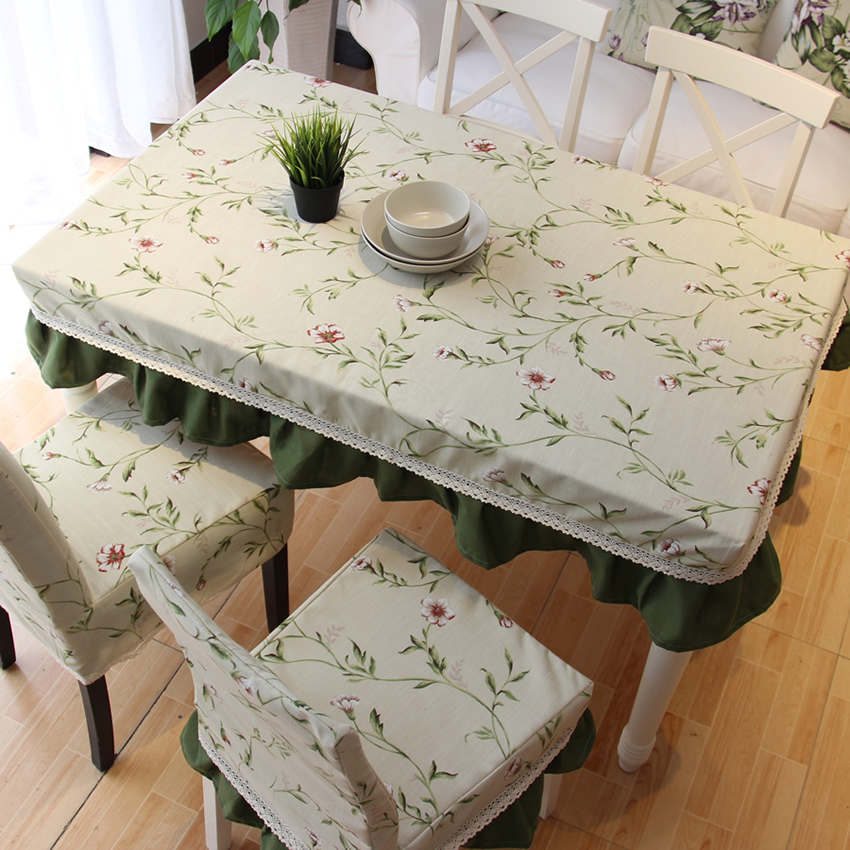 美式乡村田园清新棉麻餐桌布艺桌套椅套 茶几布餐桌椅套罩定制