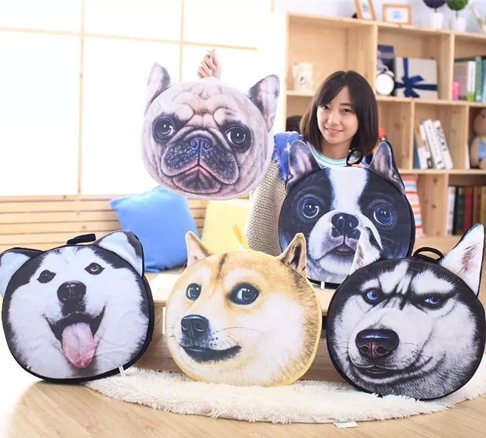 个性创意Doge萨摩哈士奇3D大狗头靠垫坐垫大号公仔汪星人生日礼物