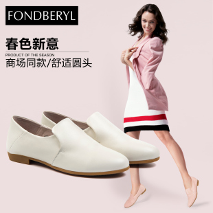 lv黑白羊絨圍巾品質 Fondberyl 菲伯麗爾2020春季新款小白羊皮方跟單鞋女鞋FB71112028 lv