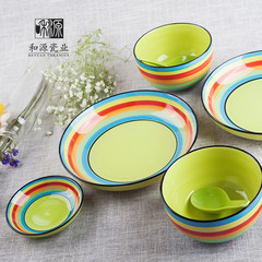 陶瓷餐具套装韩式创意碗盘碟餐具多彩色瓷器情侣家用个性艺术礼品