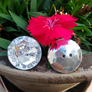 5个 金艾叶 闪亮亚克力仿水晶钻石纽扣子 圆形