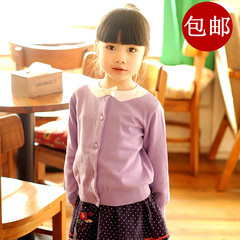 卷卷毛韩版2015女童针织开衫中大童秋装女童毛衣薄款开衫毛衣外套
