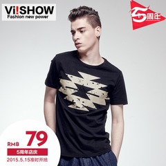 Viishow 2015 men's t-shirt men's new summer dresses casual t personality printed short t t t wave youth