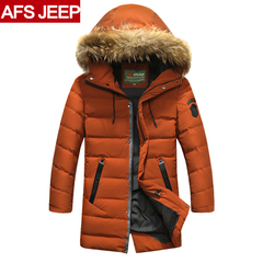 AFS JEEP 2016新款羽绒服男中长款青年保暖修身加厚男士户外羽绒