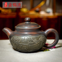 祥龙仿古 纯手工钦州坭兴陶大师精品茶壶 紫砂