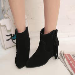 2015 fall/winter designer shoes in the Korean version of pointed ankle boots women high fringed boots nubuck casual dating women's boots