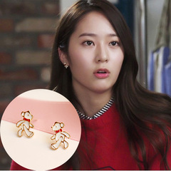 Shanzi Korea star explosions with the adorable bear Stud female child without pierced ears ear clip painless ear clip