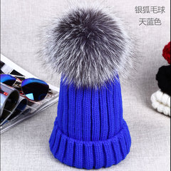 超大狐狸毛球球帽真毛皮草帽子韩国版型毛线帽针织帽女冬天亲子帽