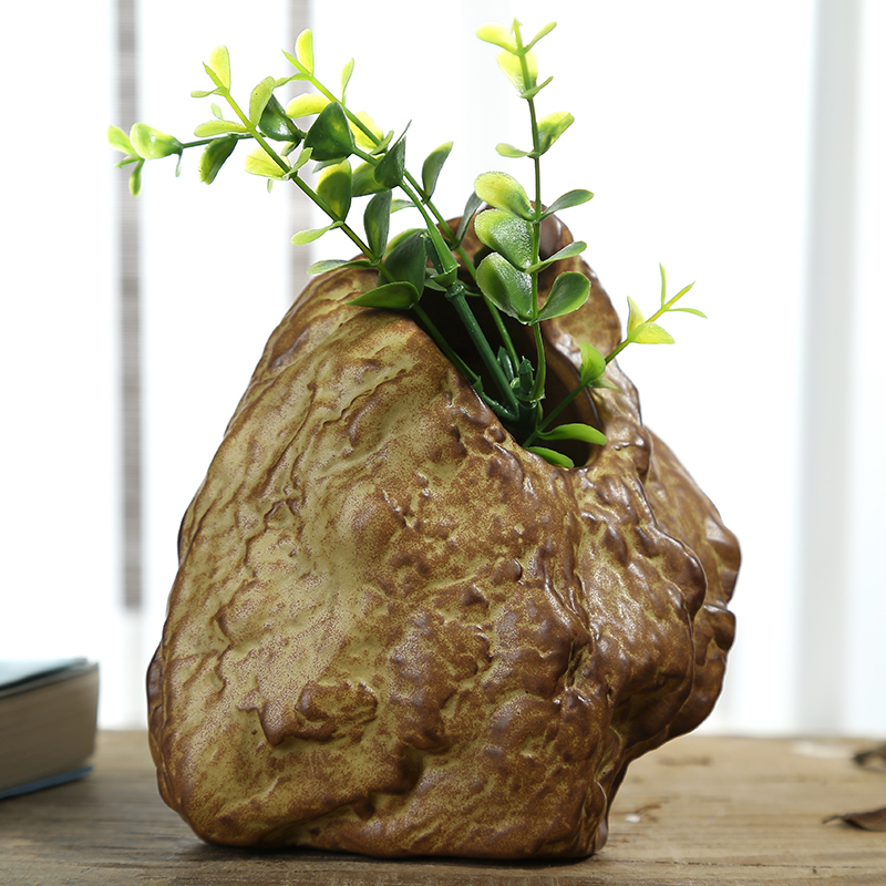 窑变陶瓷可挂式花盆现代红陶水植花瓶创意仿石头水培花器装饰摆件在类目 家居饰品, 花瓶/花器/仿真花/仿真饰品, 花器/花瓶, 花瓶中 - 来自Buy2taobao.com提供专业的淘宝代购服务