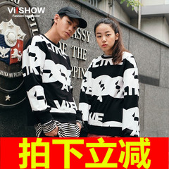 VIISHOW2016潮牌秋装新款情侣套头卫衣欧美圆领棉质印花长袖卫衣