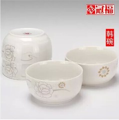 冠福餐具 韩式碗 陶瓷碗 饭碗 碗套装 瓷碗 金玉良缘 微波炉适用