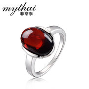 Thai-Korean version of the simple 925 Silver ring Ruby Red cubic zirconia fashion women jewelry