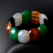 Thai imports of four-colour agate bracelet vintage handmade Rainbow agate bracelet