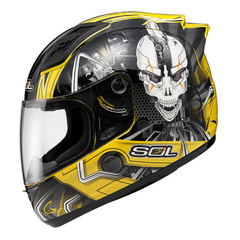 包邮台湾进口SOL赛车头盔68S铁人黄银色摩托车头盔机车全盔跑盔