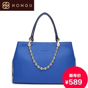 Honggu Hong Gu 2015 new European fashion solid color cowhide shoulder bag 7130