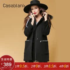 Casablank/卡莎布兰卡女装百搭立领翻领修身中长款大衣C14008075