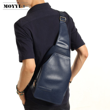 墨一韩版潮流男士斜跨背包 PU皮休闲男包 户外斜挎运动学生胸包