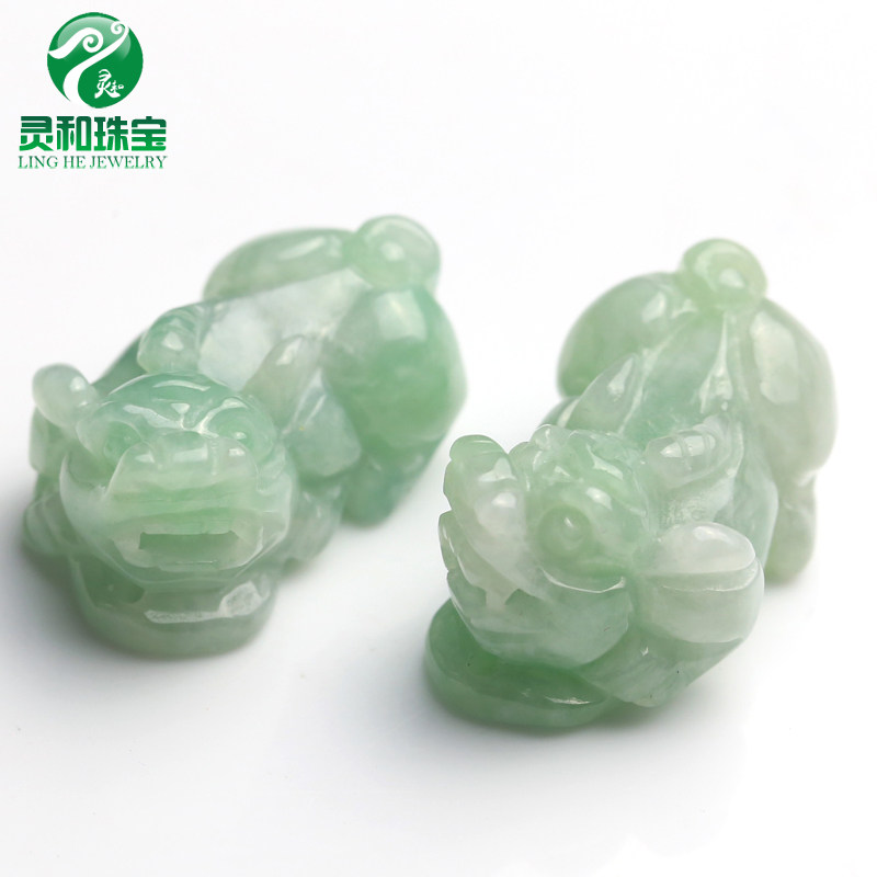 冰糯种翡翠玉貔貅吊坠招财护身情侣貔貅玉佩平安玉貔貅一对小号
