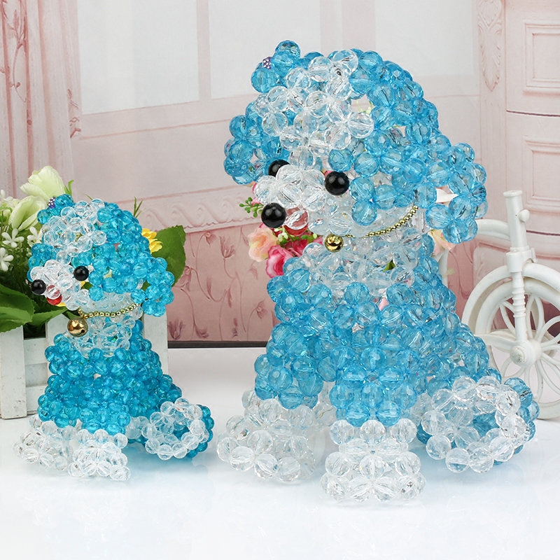 diy串珠贵妇犬小狗材料包客厅家居动物摆件饰品手工编织制作散珠