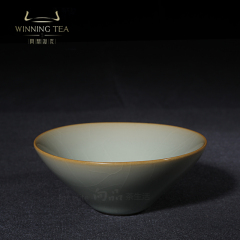 问鼎鼎峰汝窑 汝瓷功夫茶杯 天青斗笠杯纪念款限量 汝窑茶具现货