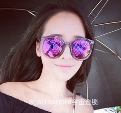 alex果冻粉紫色超大框复古金属腿vintage太阳眼镜彩膜 kw沃克墨镜