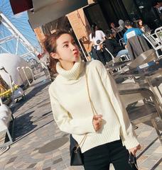 韩小夏|2016冬季新品高圆领粗毛线毛衣 加厚修身款长袖打底上衣