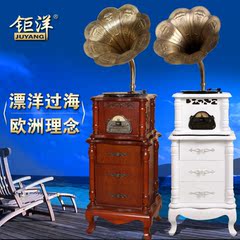 【钜洋】仿古大喇叭留声机黑胶唱片机老式电唱机低音炮CD收音USB