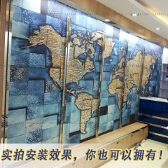 特价墙纸大型壁画蓝色个性世界地图墙纸电视背景墙客厅壁纸店铺