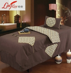 玲玲家纺美容院床上用品美容床罩四件套软麻舒适单色床单定做被套