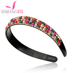 Korea imported headdress studded headband with teeth bit hoop card issuers a wide border of water sliding full drill clamp